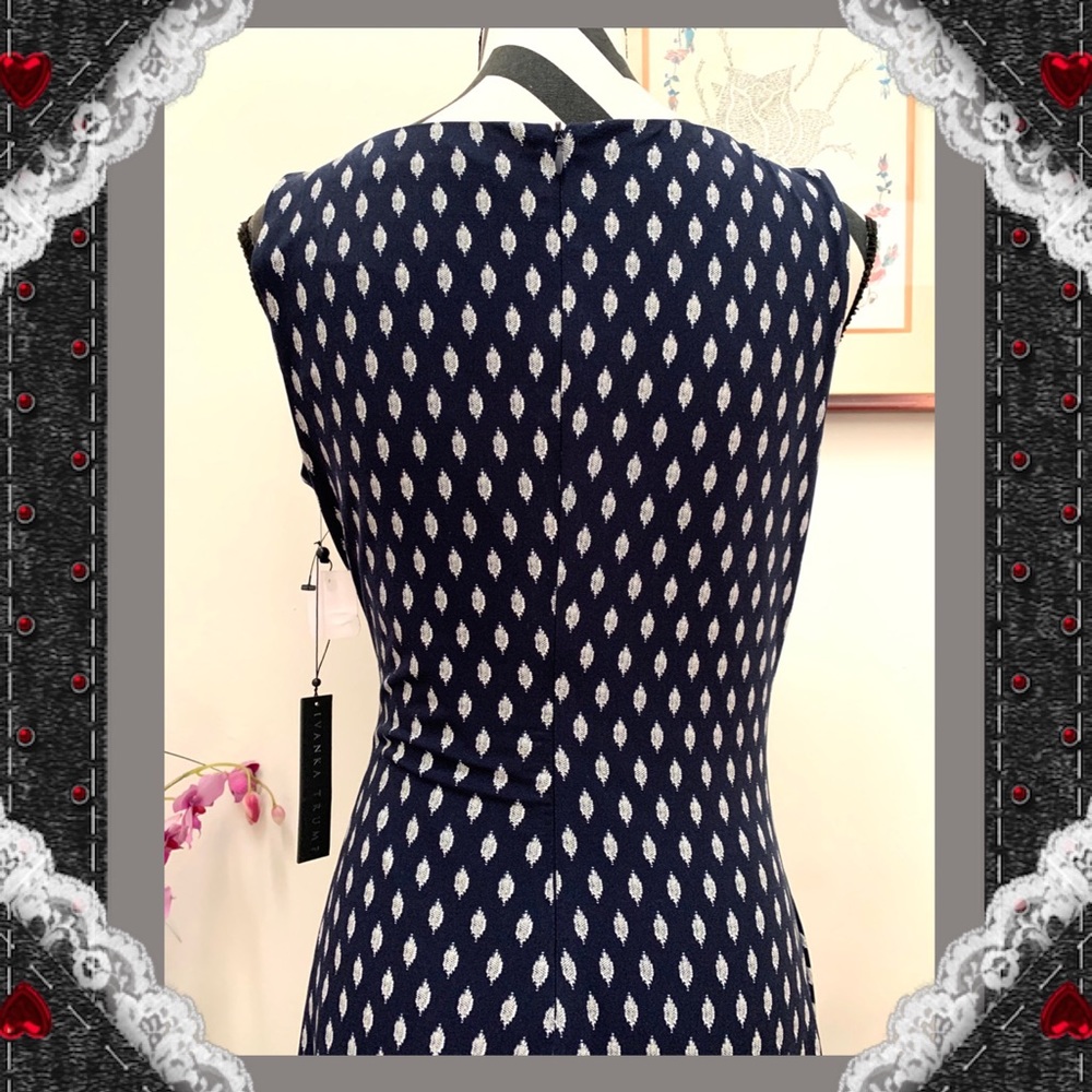 Ivanka Trump Side Zip Ruched Ruffle Print Dress - Picture 6 of 9